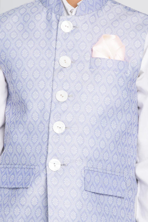 VASTRAMAY Lavender Blue Baap Beta Ethnic Jacket Set